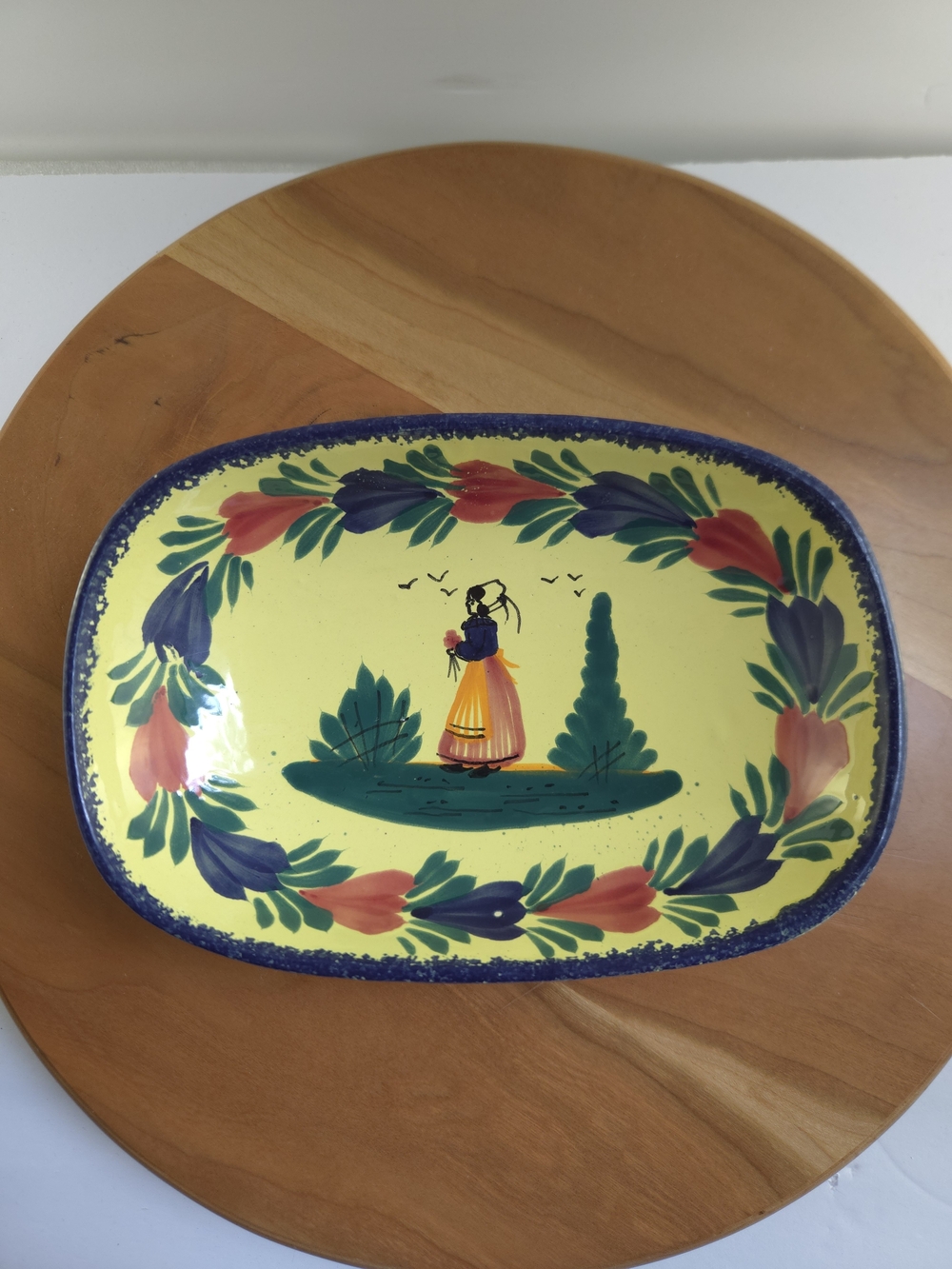 Vtg Quimper France Yellow Ceramic